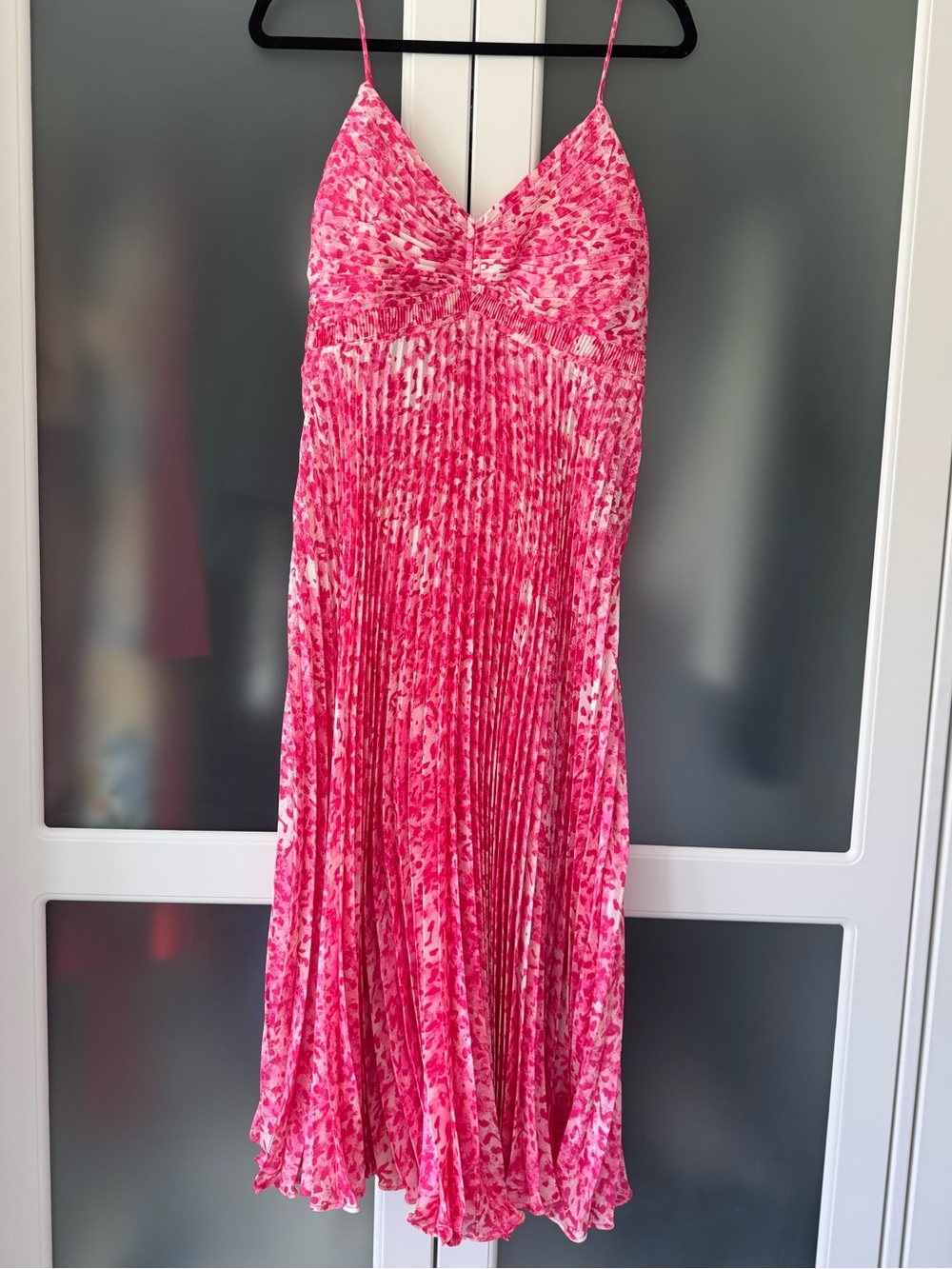 Market & Spruce Bright Pink Pleated Spaghetti-Strap Maxi Dress